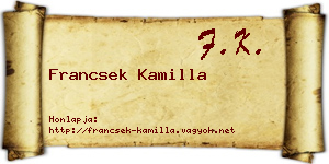 Francsek Kamilla névjegykártya